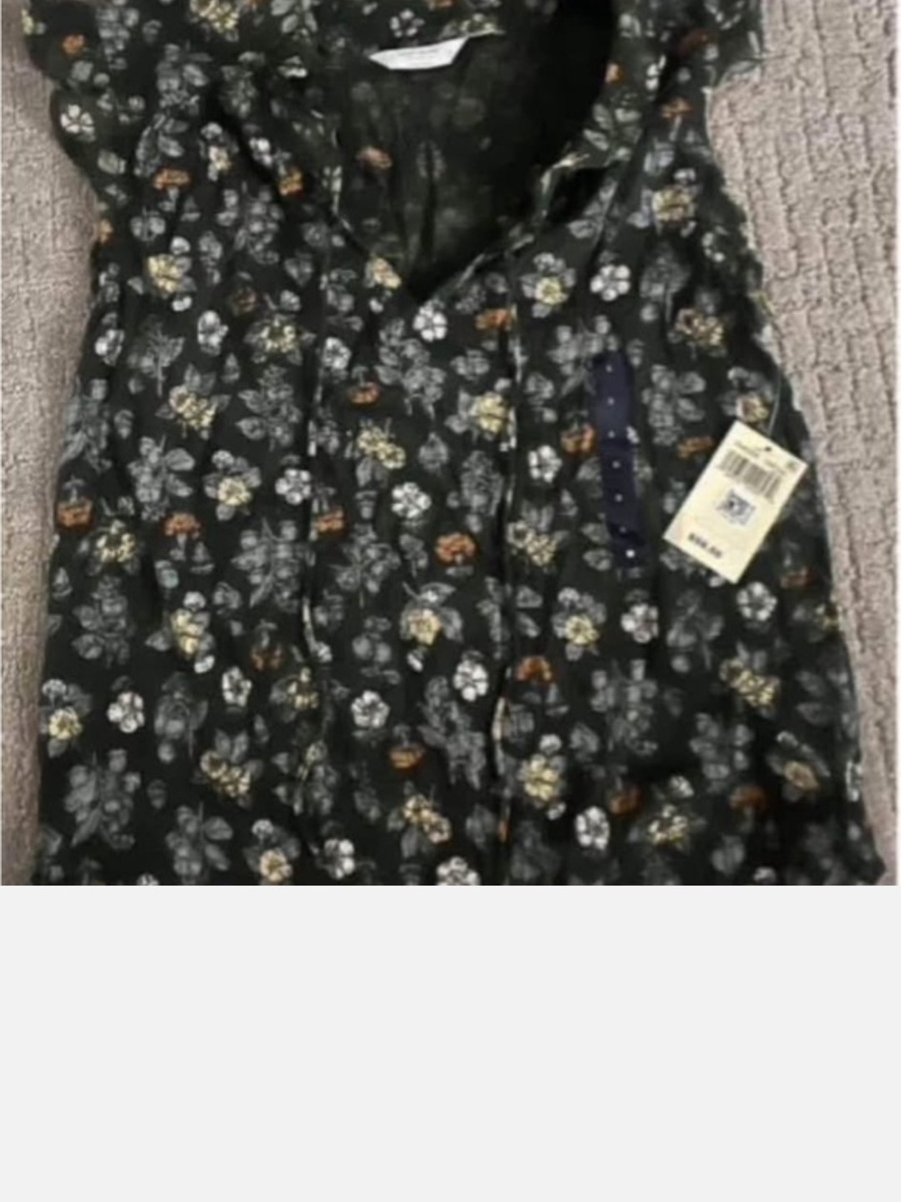Lucky Brand Women's Green Floral Button-Front Blouse Front-Tie NWT Size Small